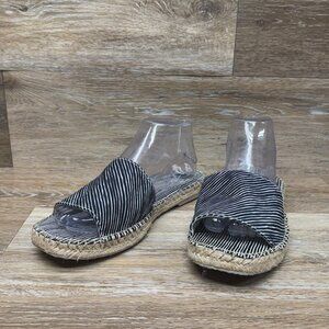 Dolce Vita Bobbi Espadrille Black Strip Fabric Slides Women's Size 9
